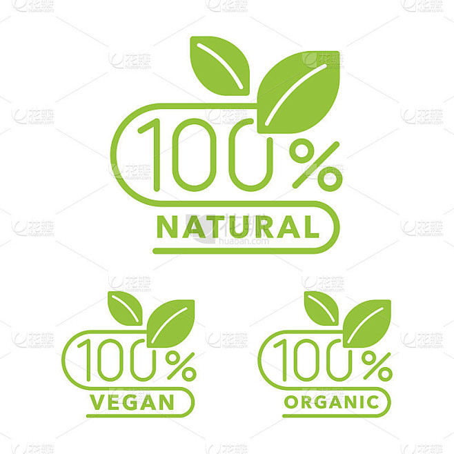 100天然，有机，百分之百纯素图标