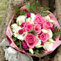 有间花店|上海静安区鲜花快递|粉玫瑰洋桔梗炫彩小花束|情人节
