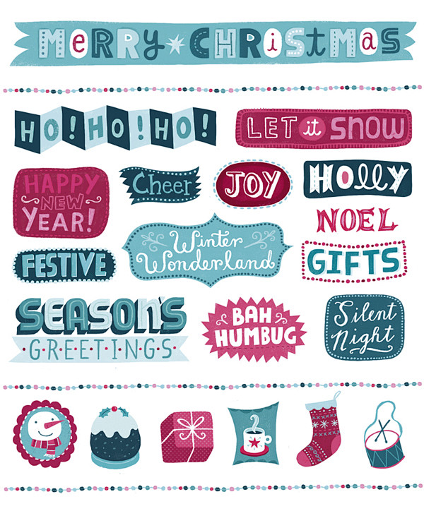 圣诞贴纸，礼品包装。 #字体# #色彩#...