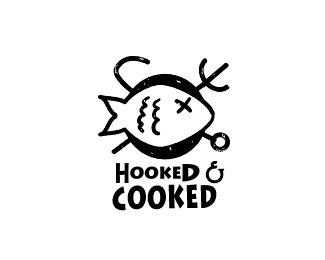 HOOKED COOKED标志 烤鱼lo...