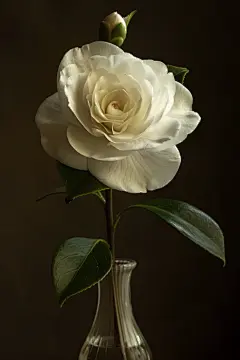 初春盛开的山茶花盆栽