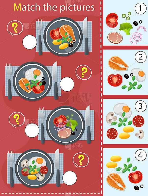 Matching game, education game for children. Puzzle素材-花瓣网