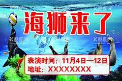 海狮表演  - 源文件下载【酷图网】海报,广告设计,宣传展板,海狮表演馆,海狮展览