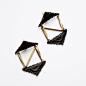 加拿大设计师Tamara 古董黑蕾丝简约三角几何菱形耳钉 Reflection-淘宝网