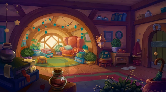Cartoon Interior-花瓣网