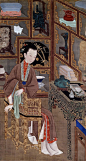 清代十二美人图全本解读版_雍正 : 内容是雍正帝尚未登基前（雍亲王胤禛）时，所收藏的十二幅美人图：裘装对镜、烘炉观雪、捻珠观猫、立持如意、桐荫品茗、抚书低吟、消夏赏蝶、烛下缝衣、博古幽思、持表对菊、倚榻观鹊、倚门观竹。 在捻珠观猫图中，…