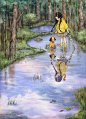 雨后的森林，明朗的天空 ~ 来自韩国插画家Aeppol 的「森林女孩日记」系列插画。