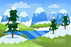 冬天背景  - 源文件下载【酷图网】冬天背景,冬日背景,冬日风景,下雪,雪地,寒冷,冬天壁纸,景色,自然季节,冬季,插图,冰天雪地,手绘,卡通,风景地形,
