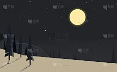 冬夜的黑暗景观与冷杉树和雪。