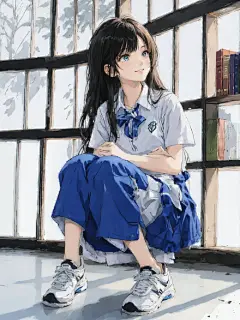 校服少女插画      . ✨你干净的校服透着阳光的味道，单车带走枯叶，掀起一阵风，吹起你鬓间的丝丝缕缕，衬着背影后的晚霞，带走远处的喧哗，构成我们最美的年华✨ #Ai绘画 #插画分享 #画画的日常 #AI绘画有点东西 #校园 #制服 #国风 #学生党穿搭 #学生装制服 #jk #校园写真 #神仙壁纸 #少女头像