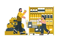 杂货店购物插画