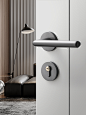 黑灰色室内现代磁吸静音门锁北欧卧室房门锁木门锁房间家用分体锁-淘宝网