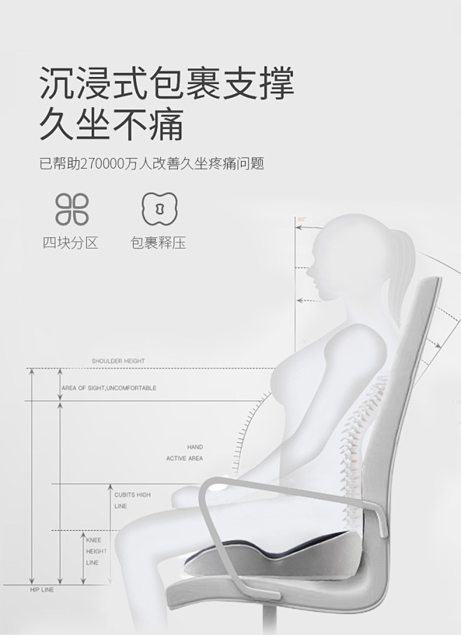 PPW坐垫办公室椅子美臀冬季久坐不累神器...
