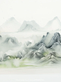 千里江山-森林绿|国风山峦线条艺术画