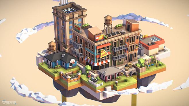 【Lowpoly】天空城市