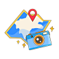 千库网_旅行地图地标照相机贴纸_元素编号13604711