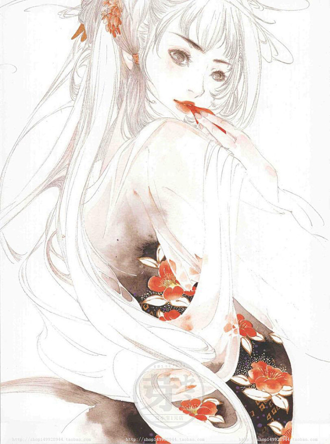 唯墨手绘水墨插画集古风花女漫画绘本美术绘画临摹素材xf007淘宝网
