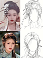 女生古风发型线稿练习合集