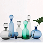 蓝色绿色灰色带盖玻璃瓶摆件花瓶样板房 家居创意装饰花器-淘宝网