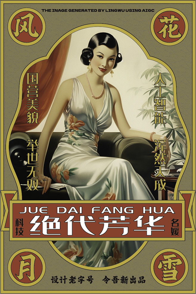 老上海复古风的月份牌，民国美人