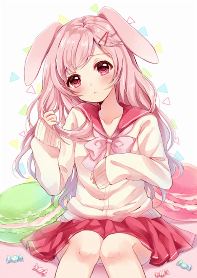 动漫原创插画手绘二次元少女唯美萌可爱兽耳兔耳