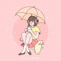 矢量小清新文艺韩国手绘年轻人男女插画