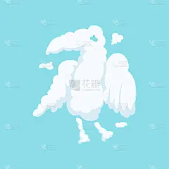 云中奇形怪状的雄鹰孤立在蓝天上。食肉鸟的剪影。有趣的卡通动物。平面矢量设计的儿童故事书，印刷或明信片