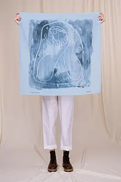 NEHERA Blue silk scarf The lost in thoughts