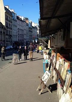 河边的很多旧书摊，可以买到新旧海报招明信片。,锋利的凤梨