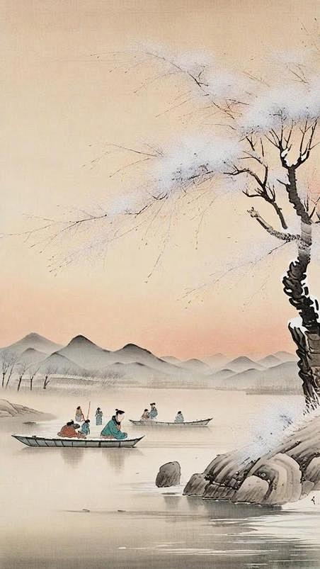 潮国创意肌理磨砂质感夕阳里的冬景雪景中国...