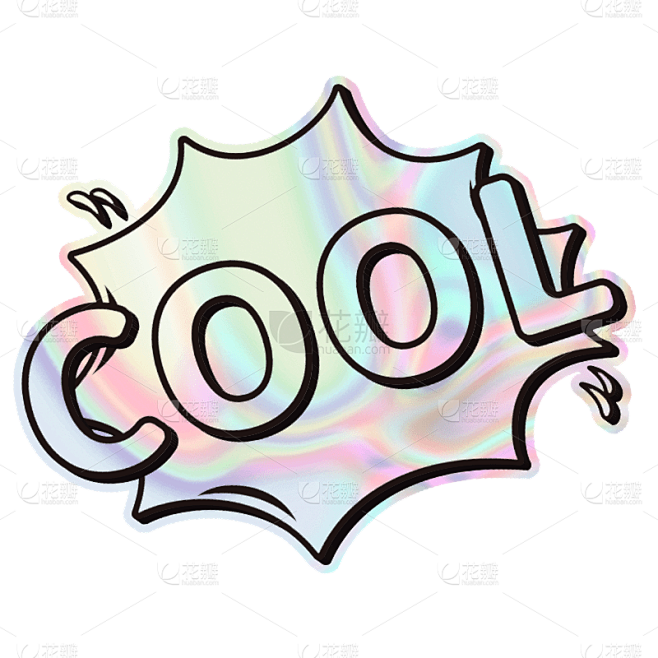 酸性风镭射潮酷装饰贴纸-COOL