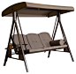 Abba Patio 3-Seat Steel Frame Swing With Adjustable Canopy, Taupe contemporary-porch-swings