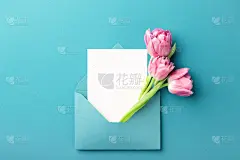 贺卡,信封,郁金香,白色,粉色,请柬,复活节,空的,信函,浪漫