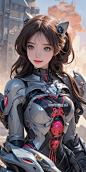  A sexy mecha , half-body portrait, charming eyes, sweet smile, forming a beautiful picture, high quality picture, full HD picture, 8K resolution, photorealistic, intricate details, sharp focus, vibrant colors, trending on ArtStation, trending on, popular