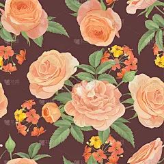 无缝图案的黄色玫瑰，芽和叶在黑暗的背景。矢花集装饰鲜花为婚礼请柬，节日，贺卡和纺织时装设计。