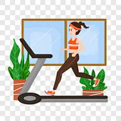 手绘风在跑步机上跑步的女孩人物元素卡通手绘PNG图片 来自PNG搜索网 pngss.com 免费免扣png素材下载！