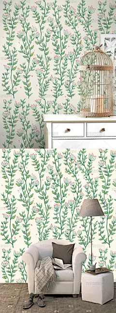 小清新彩绘花朵墙纸壁纸