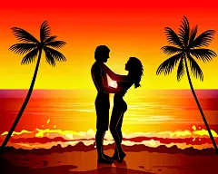 唯美的黄昏大海风景矢量素材