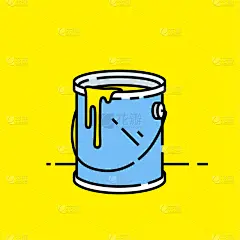 开着的,计算机图标,油漆罐,分离着色,轮廓,黄色,金属,大桶,图像,设计
