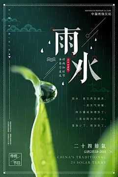 创意春季雨水二十四节气海报