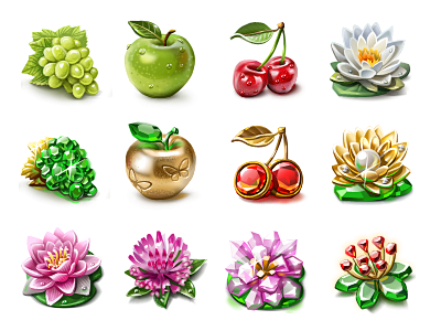 金属材质水果花植物Icons