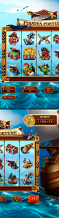 Slot-machine - "Pirate fortune" : Development of characters & symbols & interface for the game slot-machine "Pirate fortune".All of objects are developed in the pirate style & ready to your comments. Enjoy!http://artforgame