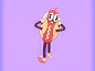 Derpy Hot Dog rubberhose front walk walk cycle retro hot dog aftereffects gif animation 2d