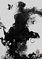 一组中国风水墨插画