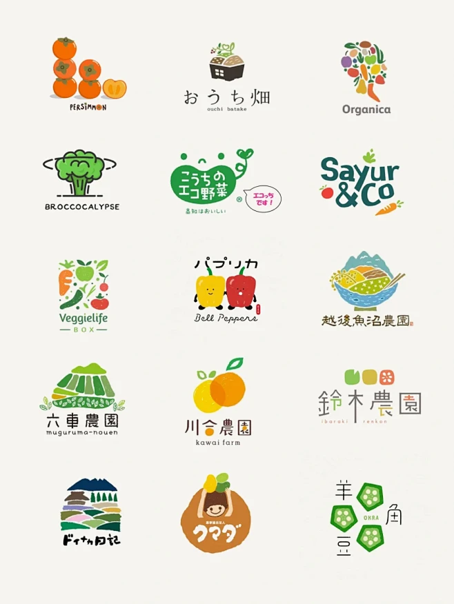 日系水果蔬菜logo设计合集，真好看！ - 小红书-花瓣网