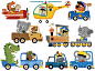 Set of cute animals cartoon on vehicles Premium Vector