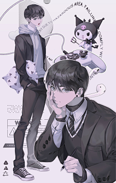 香菇鸡肉手擀面采集到H 韩日系 插画 立绘
