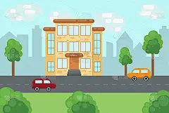 一个现代学校建筑的插图