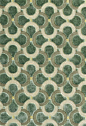 This may contain: a green and white rug with circles on the floor in an abstract pattern, as well as lines