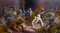 Atop giant lizard steeds, the Kagu-svirfneblin emerge to great visitors to their steam-powered forge